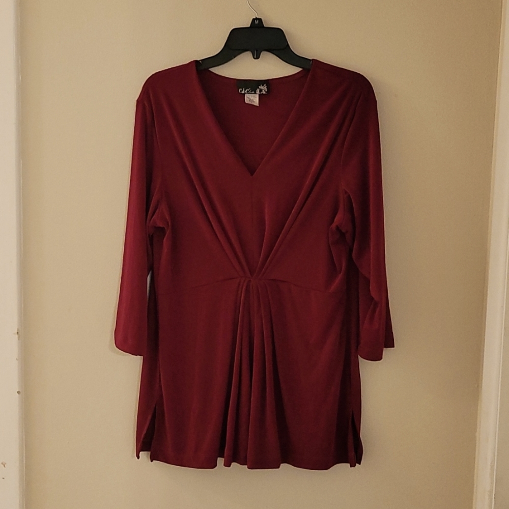 ³/⁴ sleeve Xl Burgandy top